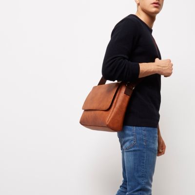 Brown foldover satchel bag